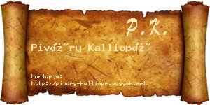 Piváry Kalliopé névjegykártya